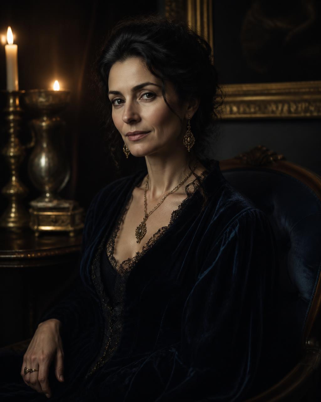 Psychic Rosasheri, tarot reader, in her candlelit salon
